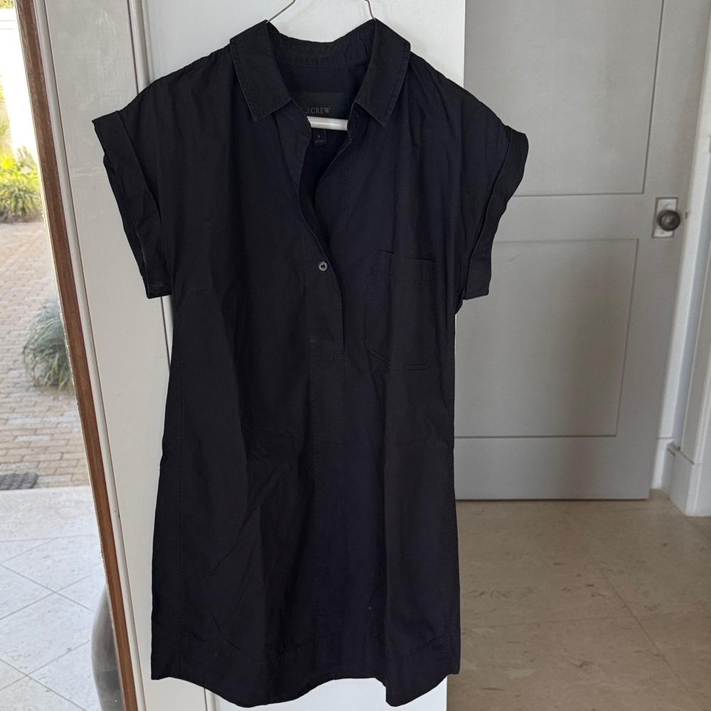 J Crew Black Short Sleeve Shirt Dress